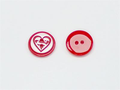 5 Heart Figure Buttons Dark Fuchsia, White 15mm long