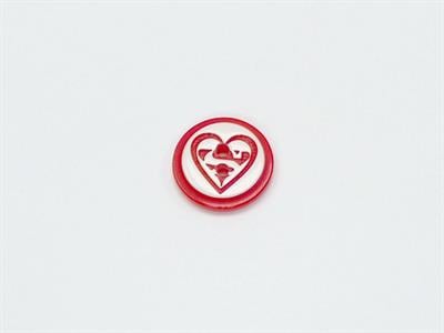 5 Heart Figure Buttons Dark Fuchsia, White 15mm long