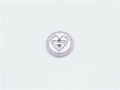 5 Heart Figure Buttons Light Lilac, White 15mm long