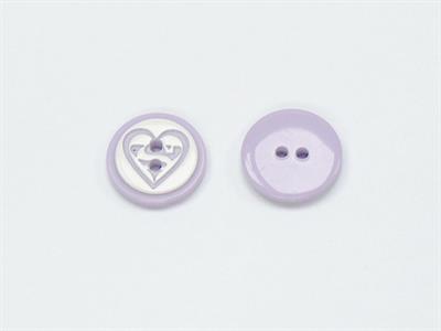5 Heart Figure Buttons Light Lilac, White 15mm long