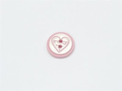 5 Heart Figure Buttons Pink, White 15mm long