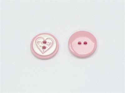 5 Heart Figure Buttons Pink, White 15mm long
