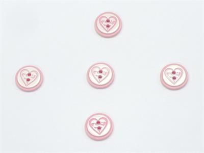5 Heart Figure Buttons Pink, White 15mm long