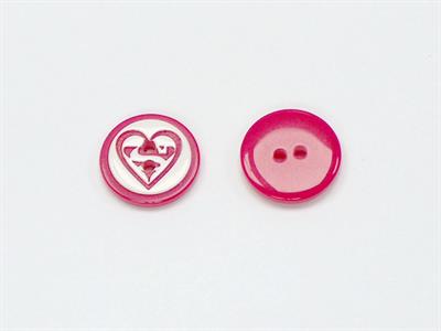 5 Heart Figure Buttons Red, White 15mm long
