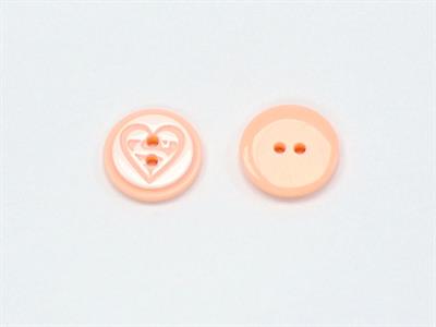 5 Heart Figure Buttons Salmon, White 15mm long