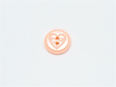 5 Heart Figure Buttons Salmon, White 15mm long