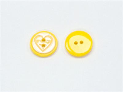 5 Heart Figure Buttons Yellow, White 15mm long