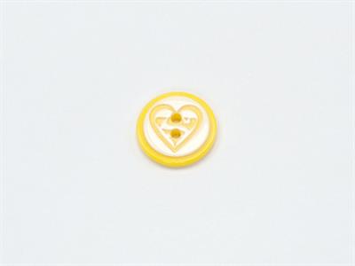 5 Heart Figure Buttons Yellow, White 15mm long
