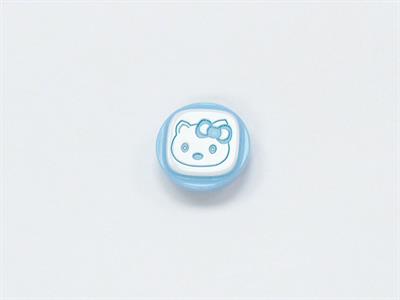 5 Kitty Figure Buttons Blue, White 15mm long