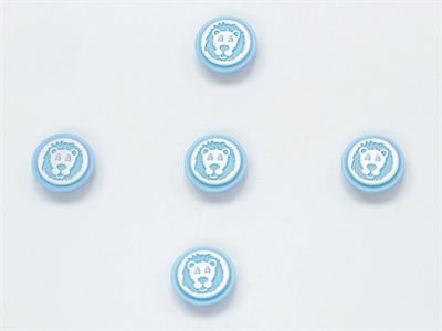 5 Lion Figure Buttons Blue, White 15mm long