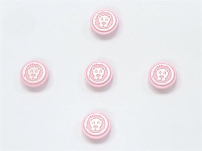 5 Lion Figure Buttons Pink, White 15mm long
