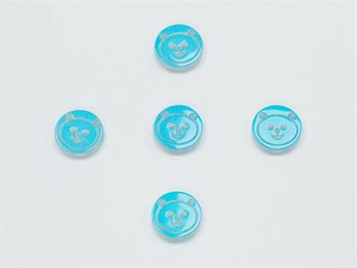 5 Panda Figure Buttons Blue 15mm long