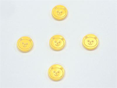 5 Panda Figure Buttons Yellow 15mm long