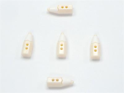 5 Pencil Figure Buttons Cream, White 15mm long