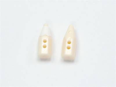 5 Pencil Figure Buttons Cream, White 15mm long