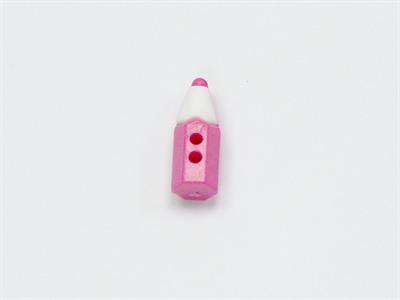 5 Pencil Figure Buttons Fuchsia, White 15mm long