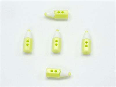 5 Pencil Figure Buttons Green, White 15mm long