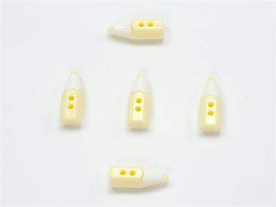 5 Pencil Figure Buttons Light Green, White 15mm long