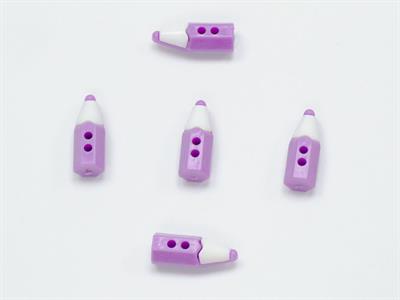 5 Pencil Figure Buttons Lilac, White 15mm long