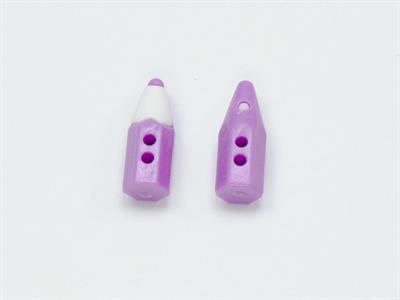 5 Pencil Figure Buttons Lilac, White 15mm long