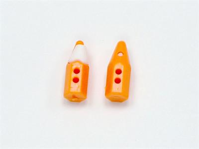 5 Pencil Figure Buttons Orange, White 15mm long