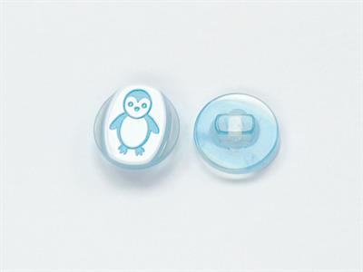 5 Penguin Figure Buttons Blue, White 15mm long