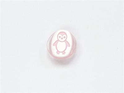 5 Penguin Figure Buttons Pink, White 15mm long