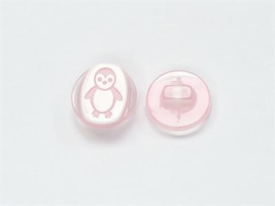 5 Penguin Figure Buttons Pink, White 15mm long