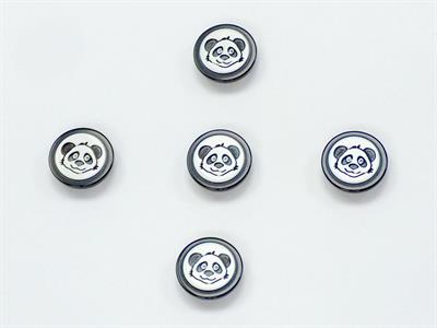 5 Raccoon Face Figure Buttons Black, White 15mm long