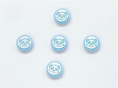 5 Raccoon Face Figure Buttons Blue, White 15mm long