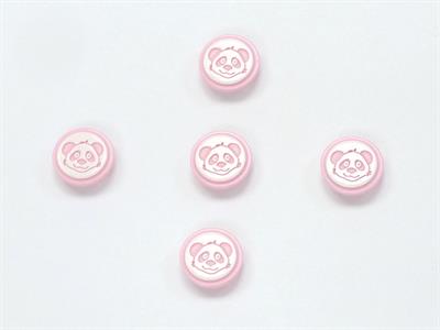 5 Raccoon Face Figure Buttons Pink, White 15mm long