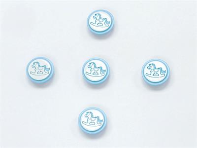 5 Rocker Figure Buttons Blue, White 15mm long