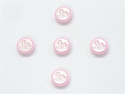 5 Rocker Figure Buttons Pink, White 15mm long