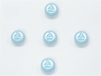 5 Sailboat Figure Buttons Blue, White 15mm long