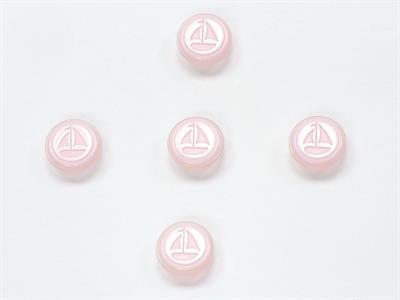 5 Sailboat Figure Buttons Pink, White 15mm long