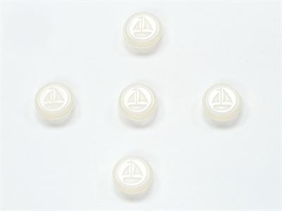 5 Sailboat Figure Buttons White 15mm long