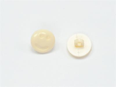 5 Smiley Face Figure Buttons Cream, White 15mm long