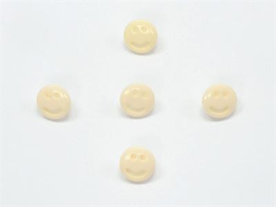 5 Smiley Face Figure Buttons Cream, White 15mm long