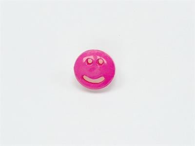 5 Smiley Face Figure Buttons Fuchsia, White 15mm long