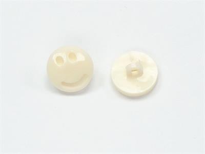 5 Smiley Face Figure Buttons Light Cream, White 15mm long