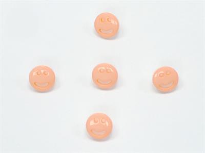 5 Smiley Face Figure Buttons Light Salmon, White 15mm long