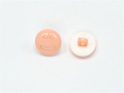 5 Smiley Face Figure Buttons Light Salmon, White 15mm long