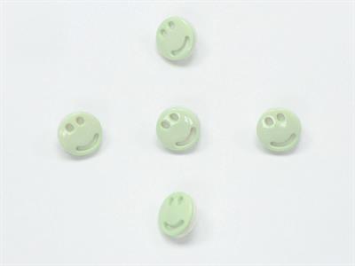 5 Smiley Face Figure Buttons Mint Green, White 15mm long