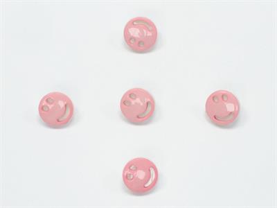 5 Smiley Face Figure Buttons Pink, White 15mm long