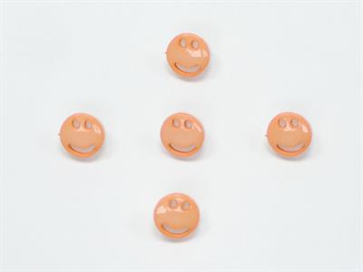 5 Smiley Face Figure Buttons Salmon, White 15mm long