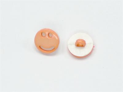 5 Smiley Face Figure Buttons Salmon, White 15mm long