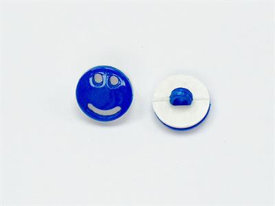 5 Smiley Face Figure Buttons Saxe Blue, White 15mm long