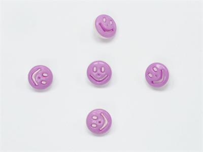 5 Smiling Face Figure Buttons Multicolor Lilac, White 15mm long