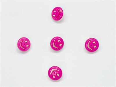 5 Smiling Face Figure Buttons Multicolor Fuchsia, White 15mm long