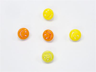5 Smiling Face Figure Buttons Multicolor Mixed Lot 15mm long